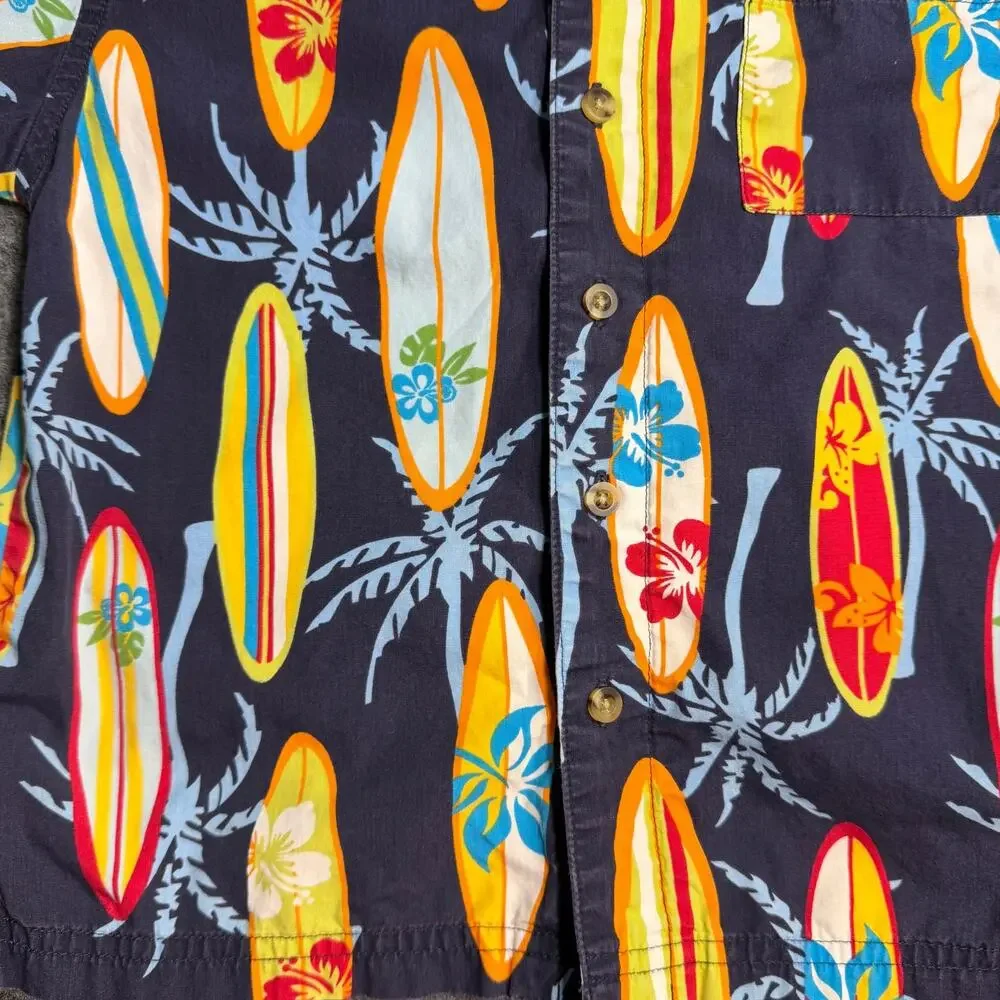 Gymboree Boys 4T Surfboard Hawaiian Shirt Tropical Button Up Cotton